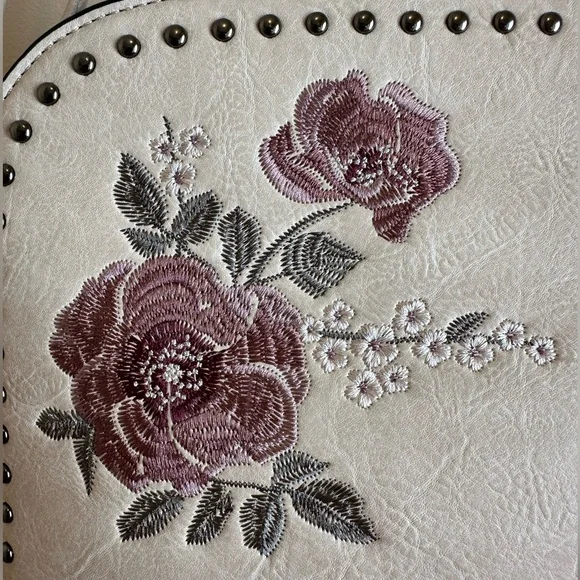 Sam & Hadley Crossbody Studded Embroidered Floral Stylish Bag Adjustable Straps - Picture 2 of 9
